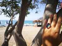 Holiday Ocean - Mood Ring - Crystal Quartz - 24x18 mm - Sterling Silver 925