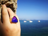 Sovereign of Lightning - Mood Ring - 20 mm - Gold Plated Sterling Silver 925 - AAA Crystal Quartz