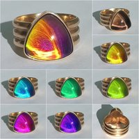 Lord of Lightning - Mood Ring - 15 mm - Gold Plated Sterling Silver 925 - AAA Crystal Quartz