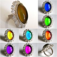 Empress of Elegance - Mood Ring - 25x18 mm - Silver 800 - one of a kind - size 7