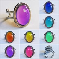 Royal Mood - Mood Ring - Adjustable - 18x13 mm - Stainless Steel