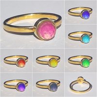 Blush of Attraction - Mood Ring - 6 mm - Gold Plated Sterling Silver 925 - AAA Crystal Quartz