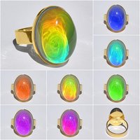 Crystal Star of Atlantis - Mood Ring - 18x13 mm - Gold Plated Sterling Silver 925 - AAA Crystal Quartz
