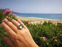 Northern Lights - Mood Ring - 15 mm - Gold Plated Sterling Silver 925 - AAA Crystal Quartz
