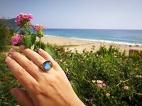Northern Lights - Mood Ring - 15 mm - Gold Plated Sterling Silver 925 - AAA Crystal Quartz