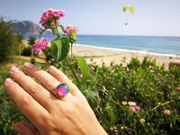 Northern Lights - Mood Ring - 15 mm - Gold Plated Sterling Silver 925 - AAA Crystal Quartz