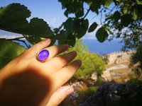 Crystal Star of Atlantis - Mood Ring - 18x13 mm - Gold Plated Sterling Silver 925 - AAA Crystal Quartz
