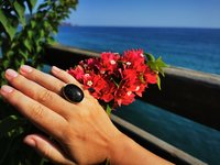 Holiday Ocean - Mood Ring - Crystal Quartz - 24x18 mm - Sterling Silver 925