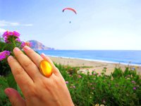 Golden Mirror of Beauty - Mood Ring - 30x20 mm - 24k gold plated Sterling Silver 925