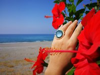 Golden Sunrise of Beauty - Mood Ring - 20 mm - 24K Gold Plated Sterling Silver 925
