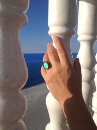 Silver Dream of Night Flowers - Mood Ring - Adjustable - 18x13 mm - Sterling Silver 925 Oxidized