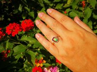 Duchess of the Fire Heart - Mood Ring - 9x7 mm - 24k Gold Plated Sterling Silver 925 - AAA Topaz