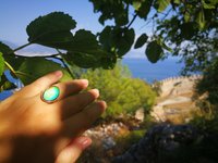 Crystal Star of Atlantis - Mood Ring - 18x13 mm - Gold Plated Sterling Silver 925 - AAA Crystal Quartz