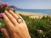 Sovereign of Lightning - Mood Ring - 20 mm - Gold Plated Sterling Silver 925 - AAA Crystal Quartz