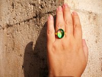 Crystal Star of Atlantis - Mood Ring - 18x13 mm - Gold Plated Sterling Silver 925 - AAA Crystal Quartz