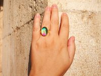 Crystal Star of Atlantis - Mood Ring - 18x13 mm - Gold Plated Sterling Silver 925 - AAA Crystal Quartz