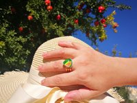 Lord of Lightning - Mood Ring - 15 mm - Gold Plated Sterling Silver 925 - AAA Crystal Quartz