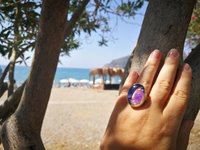 Holiday Ocean - Mood Ring - Crystal Quartz - 24x18 mm - Gold Plated Sterling Silver 925