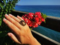 Holiday Ocean - Mood Ring - Crystal Quartz - 24x18 mm - Sterling Silver 925