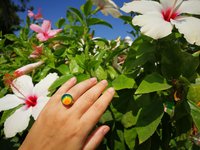 Sun of Antares - Mood Ring - 14 mm - Gold Plated Sterling Silver 925 - AAA Crystal Quartz