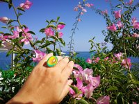 Golden Mirror of Beauty - Mood Ring - 30x20 mm - 24k gold plated Sterling Silver 925