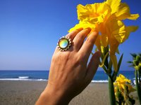 Golden Sunrise of Beauty - Mood Ring - 20 mm - 24K Gold Plated Sterling Silver 925