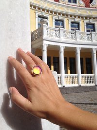 Golden Sun of Elegance - Mood Ring - 20 mm - 24K Gold Plated Sterling Silver 925