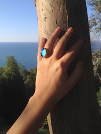 Golden Blossoms of Magic - Mood Ring - 18x13 mm - 24K Gold Plated Sterling Silver 925