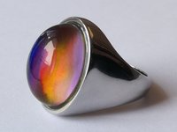 King of Gentlemen - Mood Ring - 18x13 mm - Stainless Steel - smooth AAA Crystal Quartz