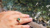 Light of Mystery - Mood Ring - 8 mm - Gold Plated Sterling Silver 925 - AAA Crystal Quartz