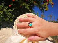 Lord of Lightning - Mood Ring - 15 mm - Gold Plated Sterling Silver 925 - AAA Crystal Quartz