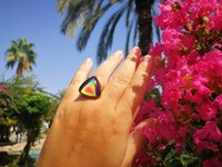 Sovereign of Lightning - Mood Ring - 20 mm - Gold Plated Sterling Silver 925 - AAA Crystal Quartz