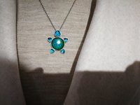 Divine Turtle - Mood Pendant - Sterling Silver 925 - AAA Crystal Quartz