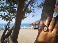 Holiday Ocean - Mood Ring - Crystal Quartz - 24x18 mm - Gold Plated Sterling Silver 925