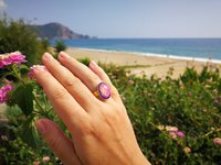 Golden Messenger of Glory - Mood Ring - 20x15 mm - Sterling Silver 925 - 24k Gold Plated - AAA Crystal Quartz faceted