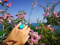 Golden Mirror of Beauty - Mood Ring - 30x20 mm - 24k gold plated Sterling Silver 925