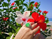 Golden Sunrise of Beauty - Mood Ring - 20 mm - 24K Gold Plated Sterling Silver 925