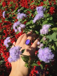 Silver Dream of Night Flowers - Mood Ring - Adjustable - 18x13 mm - Sterling Silver 925 Oxidized