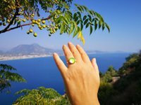 Golden Star of Romance - Mood Ring - 12 mm - 24K Gold Plated Sterling Silver 925