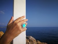 Empress of Elegance - Mood Ring - 25x18 mm - Silver 800 - one of a kind - size 7