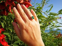 Duchess of the Fire Heart - Mood Ring - 9x7 mm - 24k Gold Plated Sterling Silver 925 - AAA Topaz