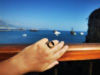 Northern Lights - Mood Ring - 15 mm - Gold Plated Sterling Silver 925 - AAA Crystal Quartz