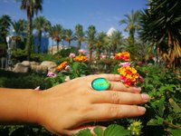 Holiday Ocean - Mood Ring - Crystal Quartz - 24x18 mm - Gold Plated Sterling Silver 925