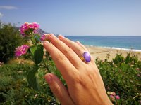 Golden Messenger of Glory - Mood Ring - 20x15 mm - Sterling Silver 925 - 24k Gold Plated - AAA Crystal Quartz faceted