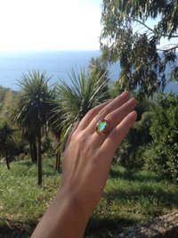 Golden Blossoms of Magic - Mood Ring - 18x13 mm - 24K Gold Plated Sterling Silver 925