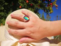 King of Gentlemen - Mood Ring - 18x13 mm - Stainless Steel - faceted AAA Crystal Quartz