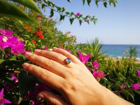 Duchess of the Fire Heart - Mood Ring - 9x7 mm - 24k Gold Plated Sterling Silver 925 - AAA Topaz