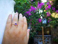 Blush of Attraction - Mood Ring - 6 mm - Gold Plated Sterling Silver 925 - AAA Crystal Quartz