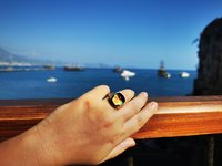 Northern Lights - Mood Ring - 15 mm - Gold Plated Sterling Silver 925 - AAA Crystal Quartz