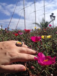 Silver Dream of Night Flowers - Mood Ring - Adjustable - 18x13 mm - Sterling Silver 925 Oxidized